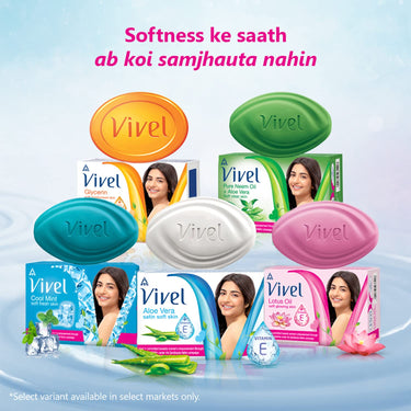 Vivel Cool Mint, Soft Fresh Skin Soap, 600g (150g - Pack of 4), Soap for Women & Men for Soft, Glowing & Moisurised Skin, All Skin Types